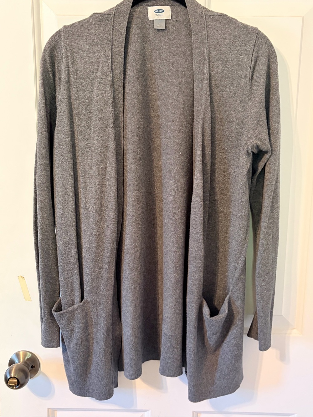 Old Navy Heather Gray Open-Front Women's Cardigan with Front Pockets